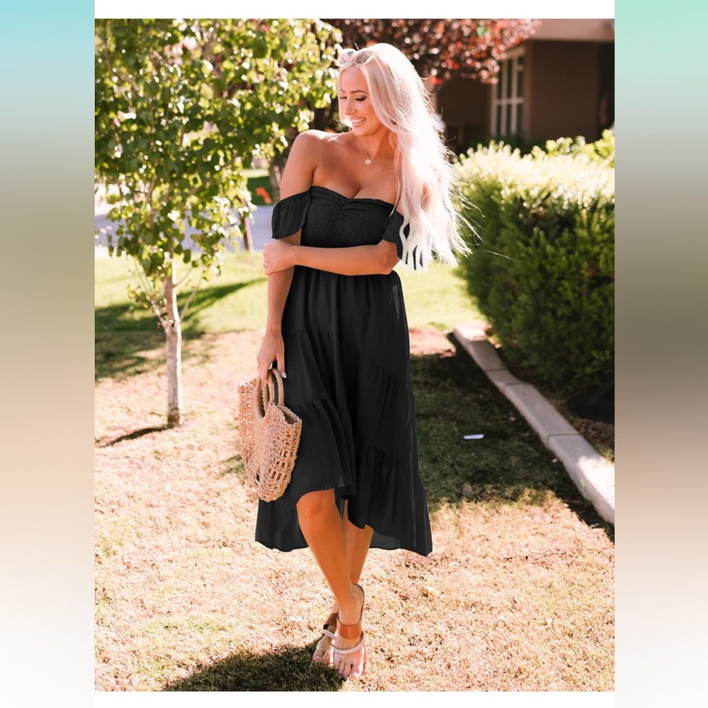 Black Off Shoulder Dress - Picture 4 of 4